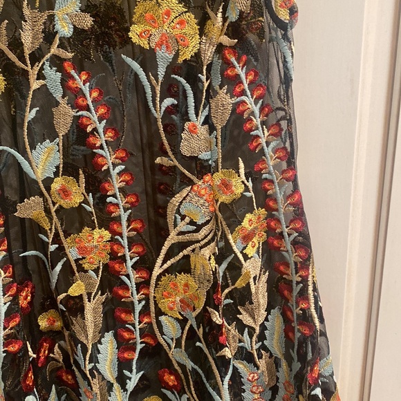 Anthropologie Eri + Ali Black Lace Tunic Dress with Floral Embroidery XSP - Picture 11 of 12